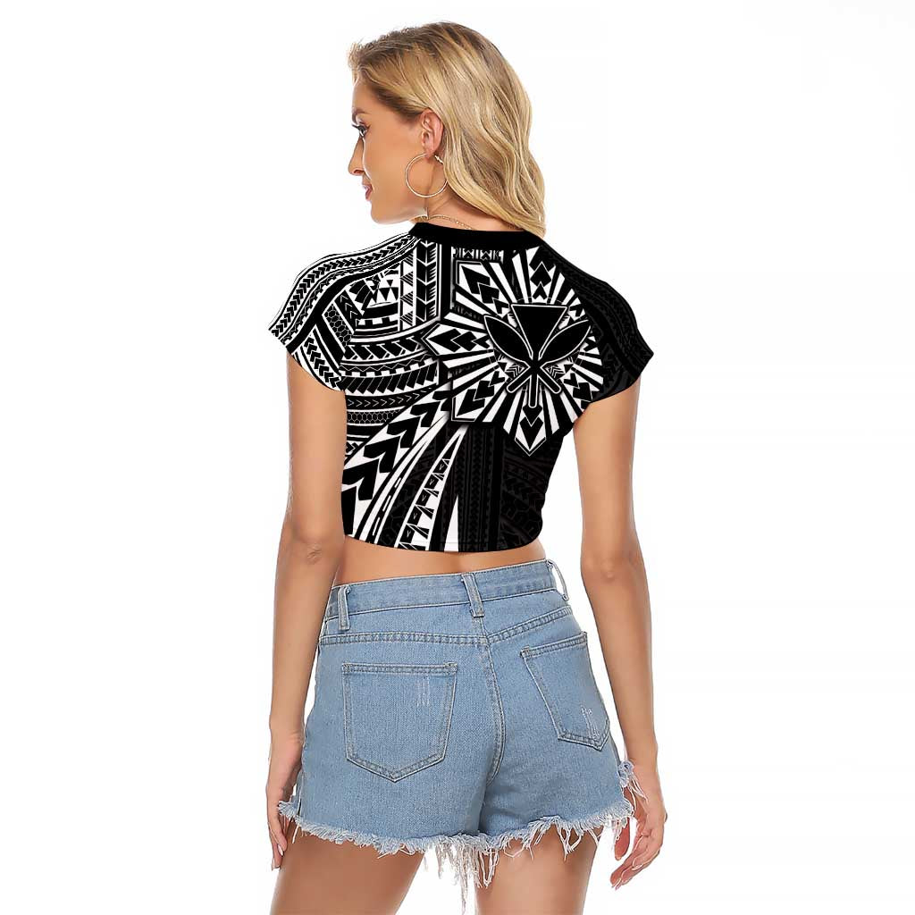 Hawaii And Philippines Raglan Cropped T Shirt Kanaka Maoli With Tribal Sun Together Black LT05 - Polynesian Pride