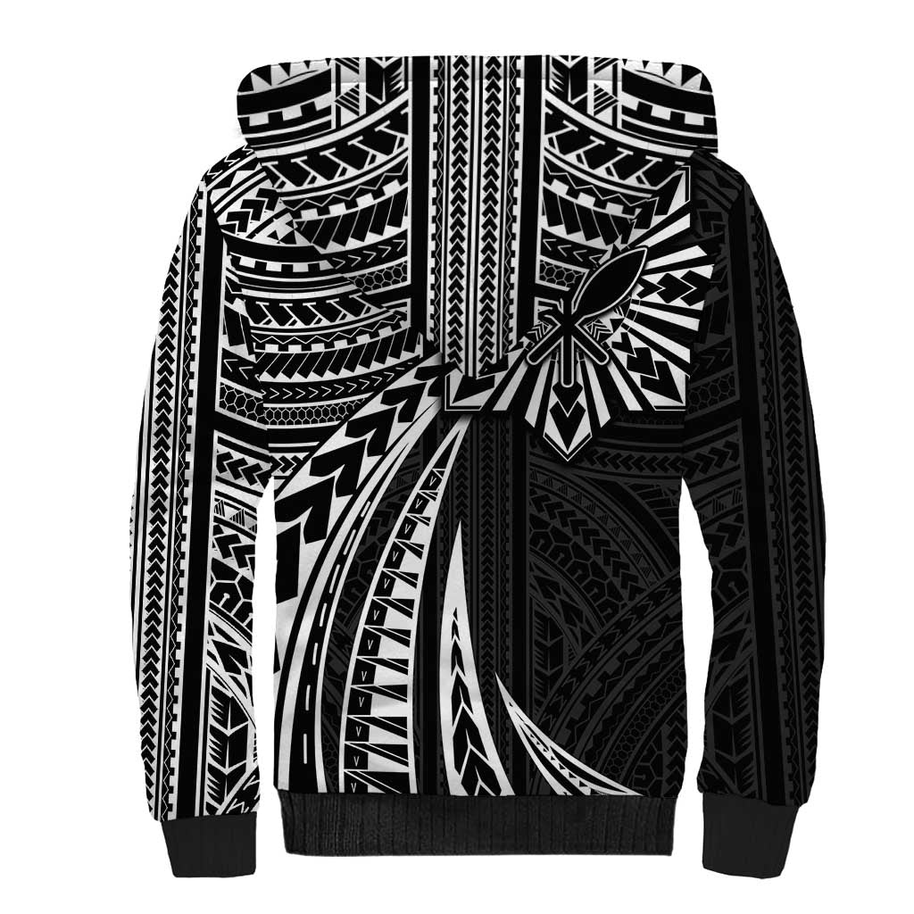 Hawaii And Philippines Sherpa Hoodie Kanaka Maoli With Tribal Sun Together Black LT05 - Polynesian Pride