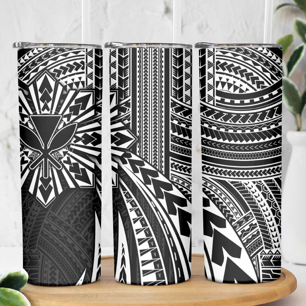 Hawaii And Philippines Skinny Tumbler Kanaka Maoli With Tribal Sun Together Black LT05 - Polynesian Pride