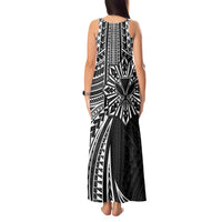 Hawaii And Philippines Tank Maxi Dress Kanaka Maoli With Tribal Sun Together Black LT05 - Polynesian Pride