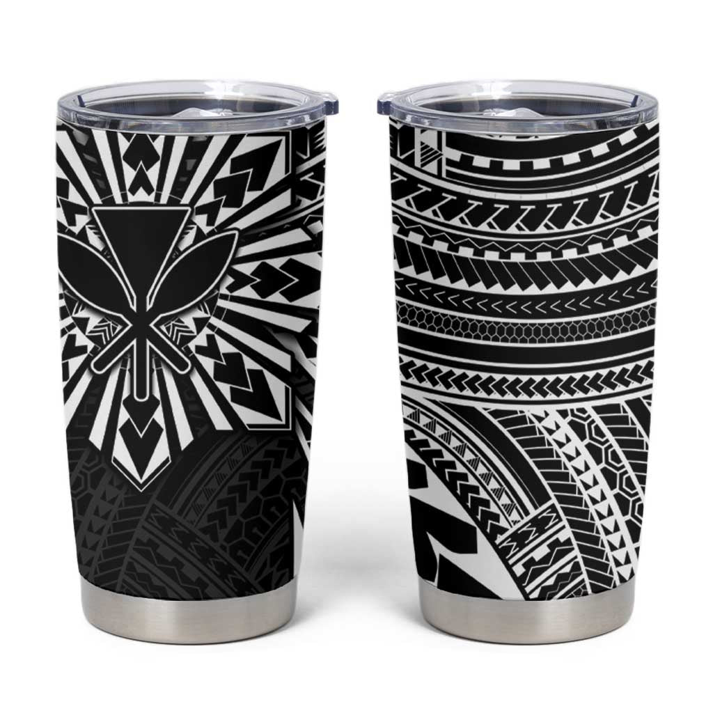 Hawaii And Philippines Tumbler Cup Kanaka Maoli With Tribal Sun Together Black LT05 Black - Polynesian Pride