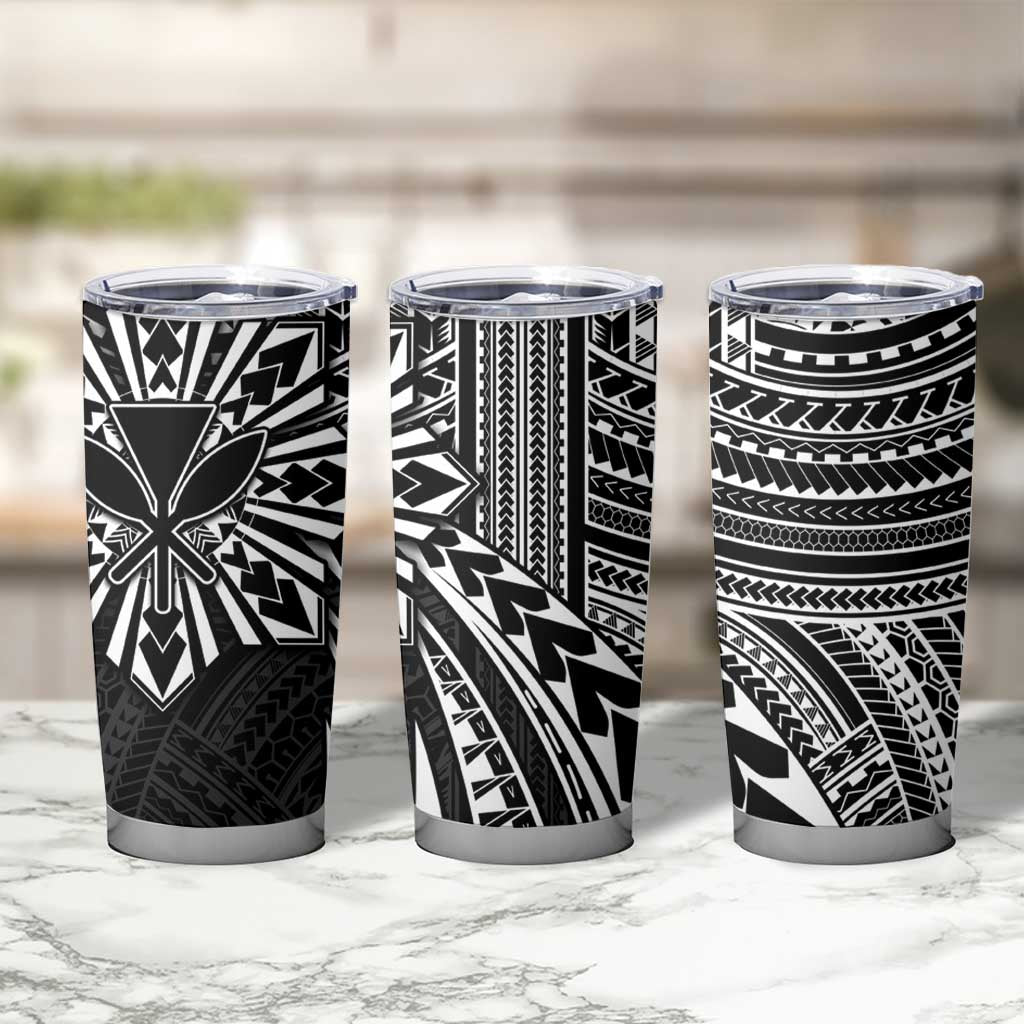 Hawaii And Philippines Tumbler Cup Kanaka Maoli With Tribal Sun Together Black LT05 - Polynesian Pride