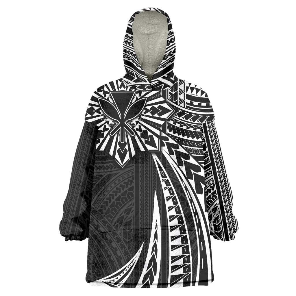Hawaii And Philippines Wearable Blanket Hoodie Kanaka Maoli With Tribal Sun Together Black LT05 One Size Black - Polynesian Pride