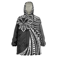 Hawaii And Philippines Wearable Blanket Hoodie Kanaka Maoli With Tribal Sun Together Black LT05 One Size Black - Polynesian Pride