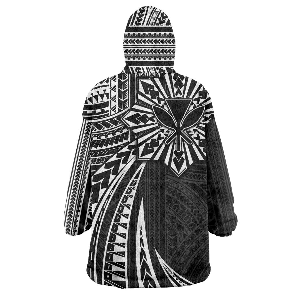 Hawaii And Philippines Wearable Blanket Hoodie Kanaka Maoli With Tribal Sun Together Black LT05 - Polynesian Pride