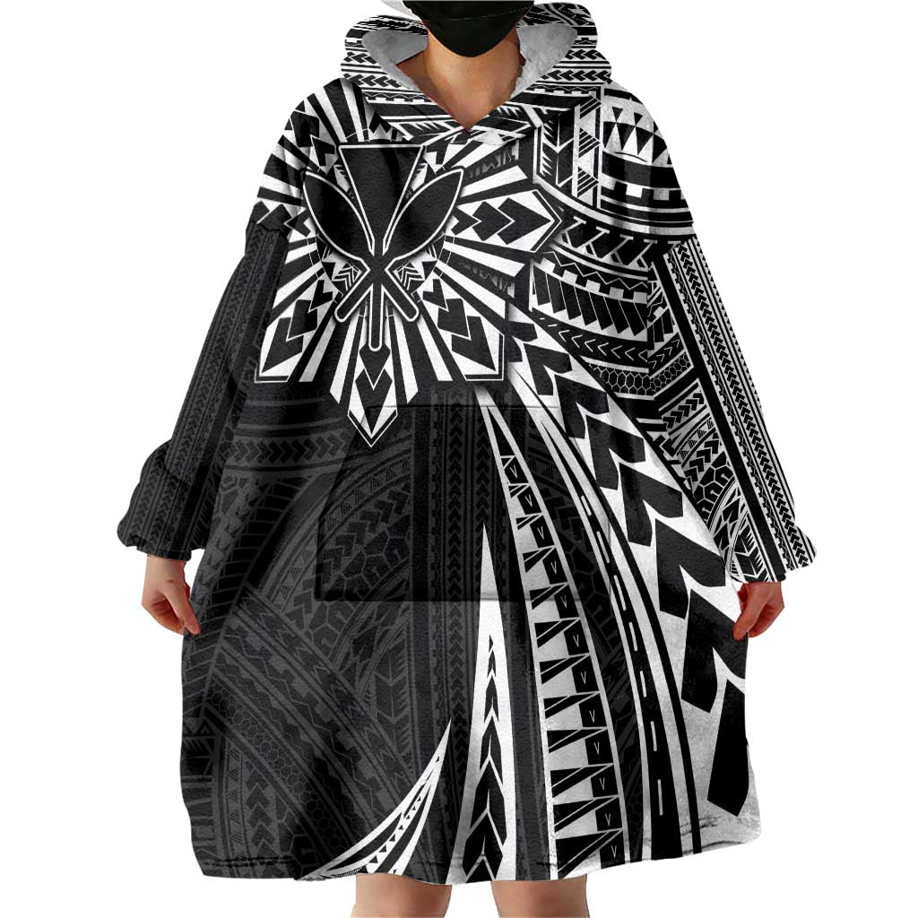 Hawaii And Philippines Wearable Blanket Hoodie Kanaka Maoli With Tribal Sun Together Black LT05 - Polynesian Pride