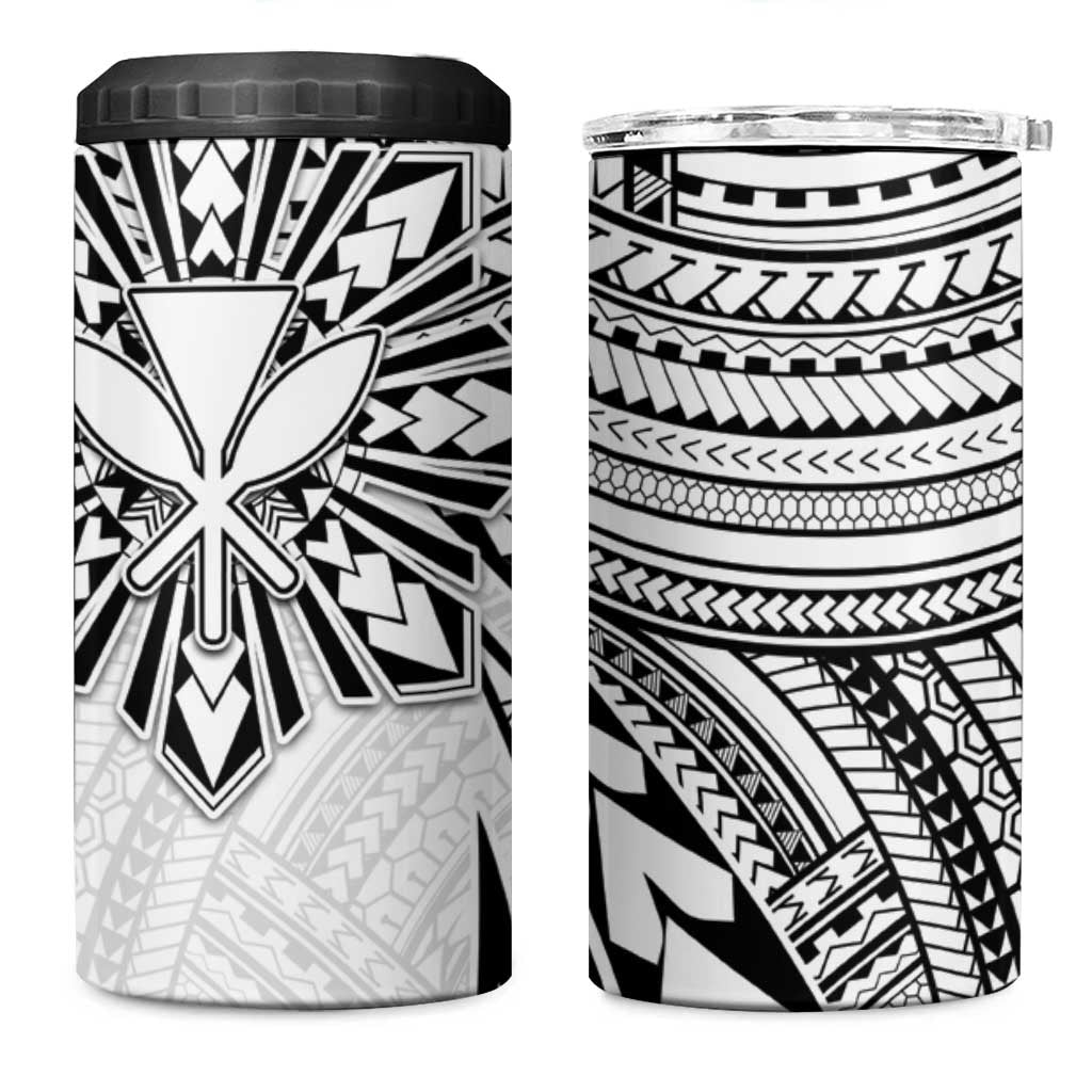 Hawaii And Philippines 4 in 1 Can Cooler Tumbler Kanaka Maoli With Tribal Sun Together White LT05 One Size: 16 oz White - Polynesian Pride