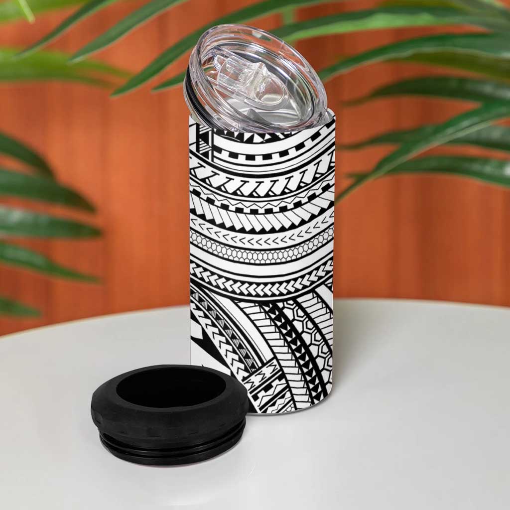 Hawaii And Philippines 4 in 1 Can Cooler Tumbler Kanaka Maoli With Tribal Sun Together White LT05 - Polynesian Pride