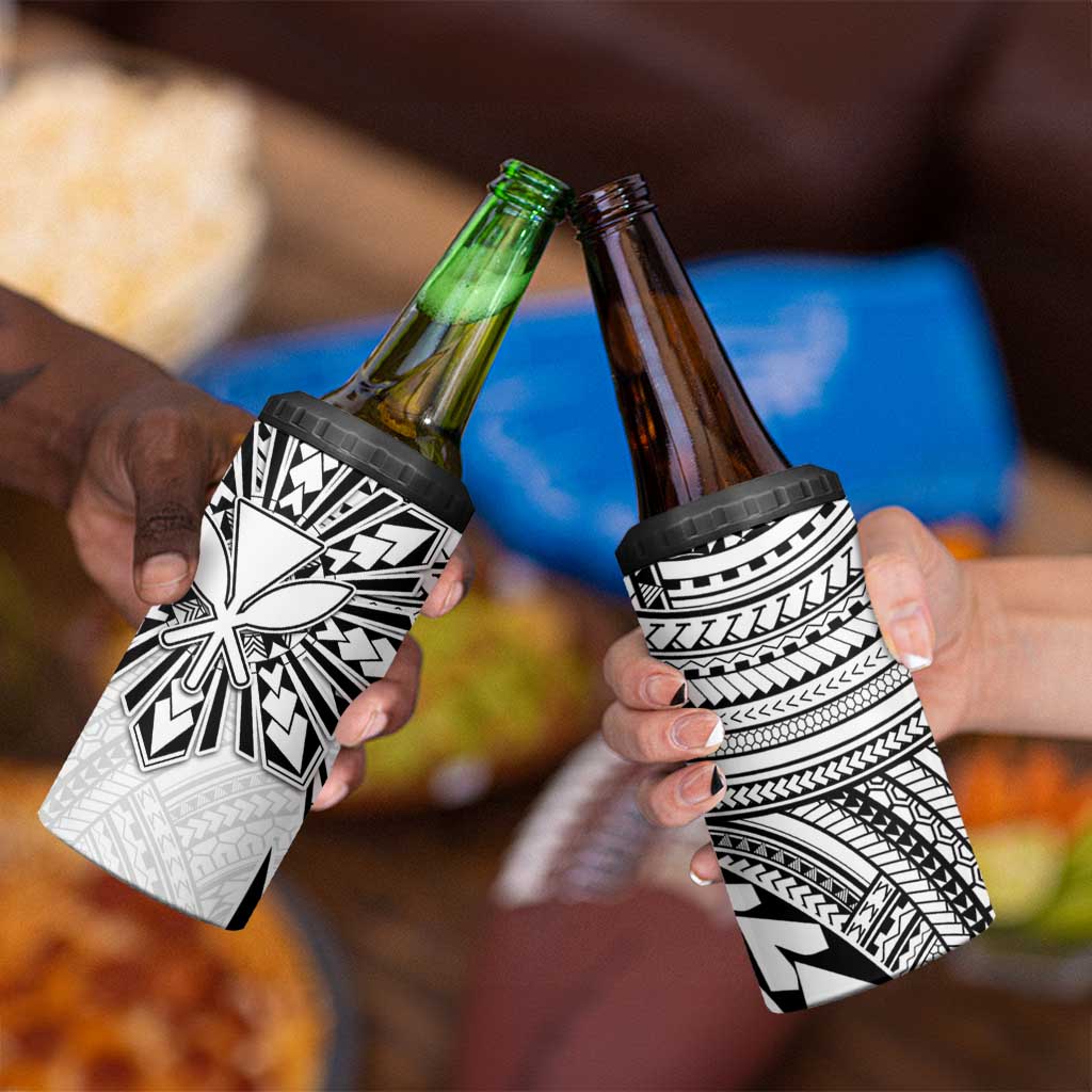 Hawaii And Philippines 4 in 1 Can Cooler Tumbler Kanaka Maoli With Tribal Sun Together White LT05 - Polynesian Pride