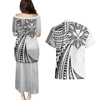 Hawaii And Philippines Couples Matching Puletasi and Hawaiian Shirt Kanaka Maoli With Tribal Sun Together White LT05 - Polynesian Pride