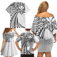 Hawaii And Philippines Family Matching Off Shoulder Short Dress and Hawaiian Shirt Kanaka Maoli With Tribal Sun Together White LT05 - Polynesian Pride