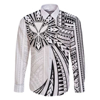 Hawaii And Philippines Family Matching Off Shoulder Short Dress and Hawaiian Shirt Kanaka Maoli With Tribal Sun Together White LT05 Dad's Shirt - Long Sleeve White - Polynesian Pride