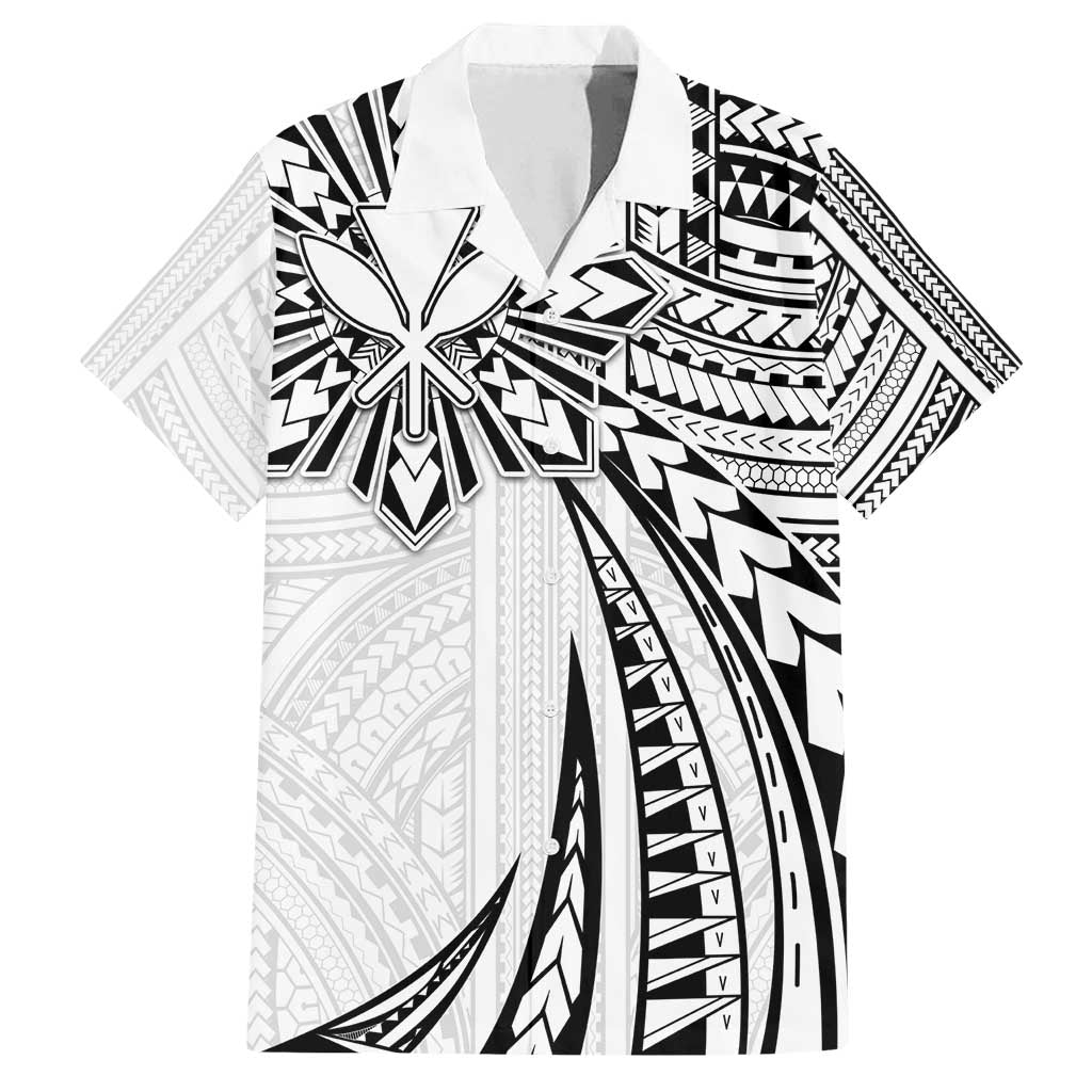 Hawaii And Philippines Family Matching Puletasi and Hawaiian Shirt Kanaka Maoli With Tribal Sun Together White LT05 Dad's Shirt - Short Sleeve White - Polynesian Pride