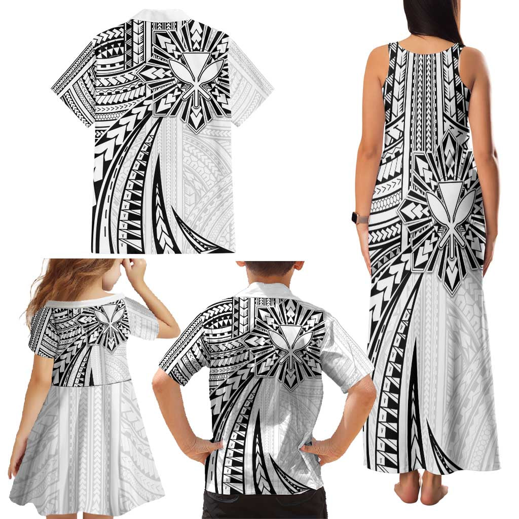 Hawaii And Philippines Family Matching Tank Maxi Dress and Hawaiian Shirt Kanaka Maoli With Tribal Sun Together White LT05 - Polynesian Pride