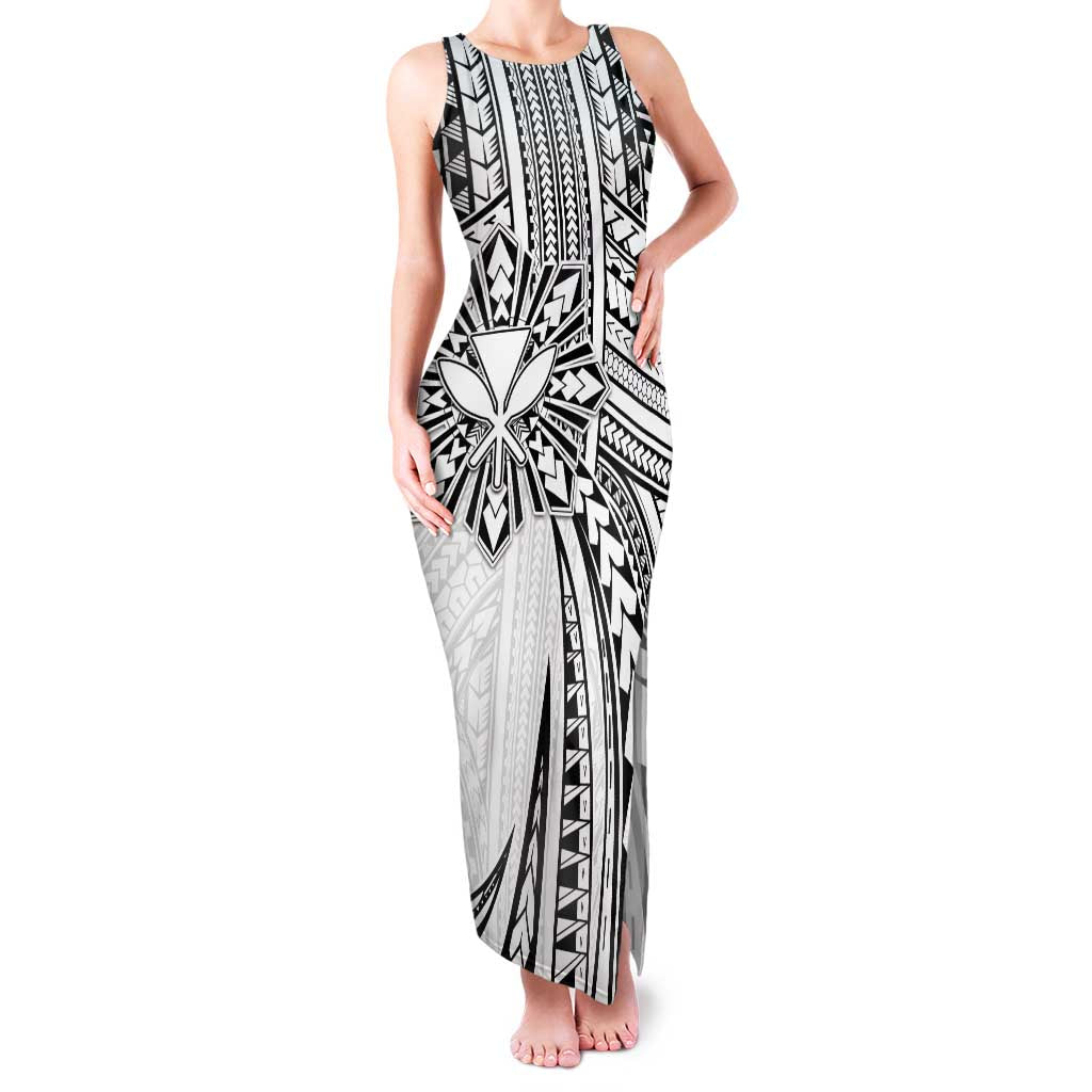 Hawaii And Philippines Family Matching Tank Maxi Dress and Hawaiian Shirt Kanaka Maoli With Tribal Sun Together White LT05 Mom's Dress White - Polynesian Pride