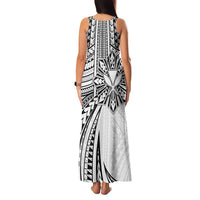 Hawaii And Philippines Family Matching Tank Maxi Dress and Hawaiian Shirt Kanaka Maoli With Tribal Sun Together White LT05 - Polynesian Pride