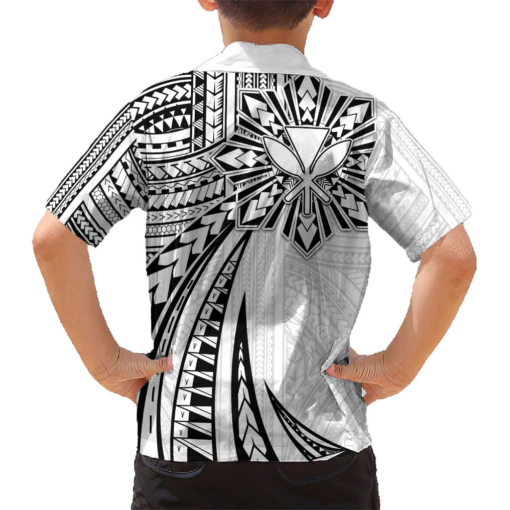 Hawaii And Philippines Kid Hawaiian Shirt Kanaka Maoli With Tribal Sun Together White LT05 - Polynesian Pride