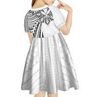 Hawaii And Philippines Kid Short Sleeve Dress Kanaka Maoli With Tribal Sun Together White LT05 - Polynesian Pride