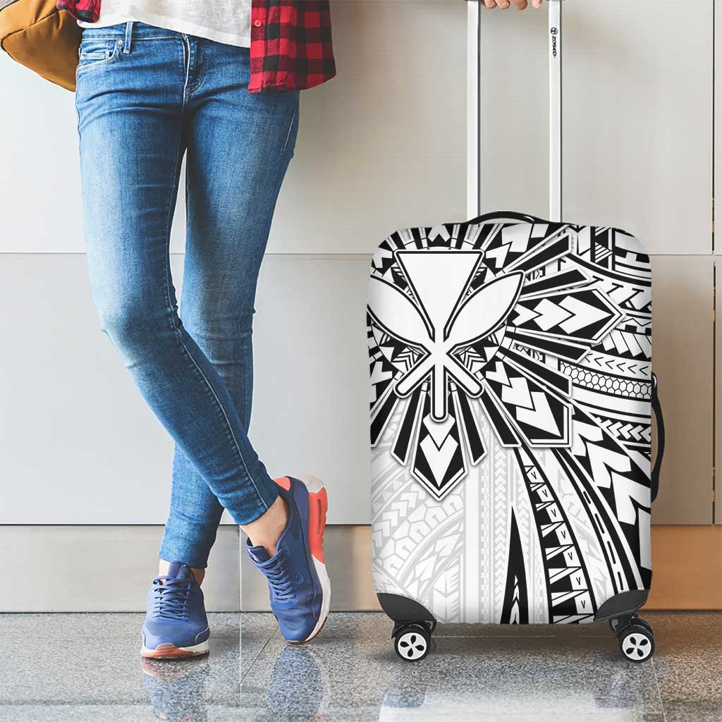 Hawaii And Philippines Luggage Cover Kanaka Maoli With Tribal Sun Together White LT05 - Polynesian Pride