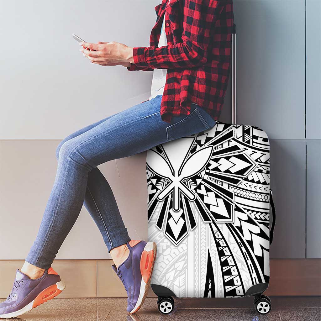 Hawaii And Philippines Luggage Cover Kanaka Maoli With Tribal Sun Together White LT05 - Polynesian Pride