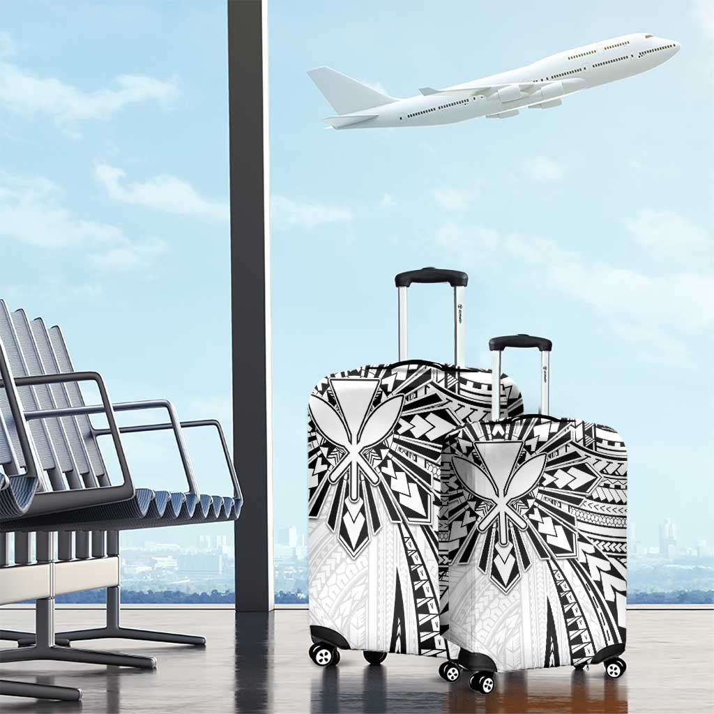 Hawaii And Philippines Luggage Cover Kanaka Maoli With Tribal Sun Together White LT05 - Polynesian Pride