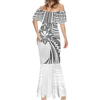 Hawaii And Philippines Mermaid Dress Kanaka Maoli With Tribal Sun Together White LT05 - Polynesian Pride