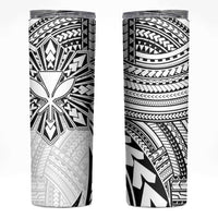 Hawaii And Philippines Skinny Tumbler Kanaka Maoli With Tribal Sun Together White LT05 White - Polynesian Pride