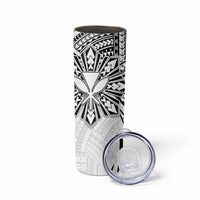 Hawaii And Philippines Skinny Tumbler Kanaka Maoli With Tribal Sun Together White LT05 - Polynesian Pride