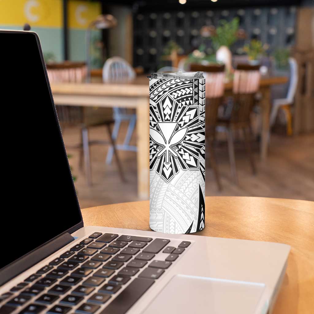 Hawaii And Philippines Skinny Tumbler Kanaka Maoli With Tribal Sun Together White LT05 - Polynesian Pride