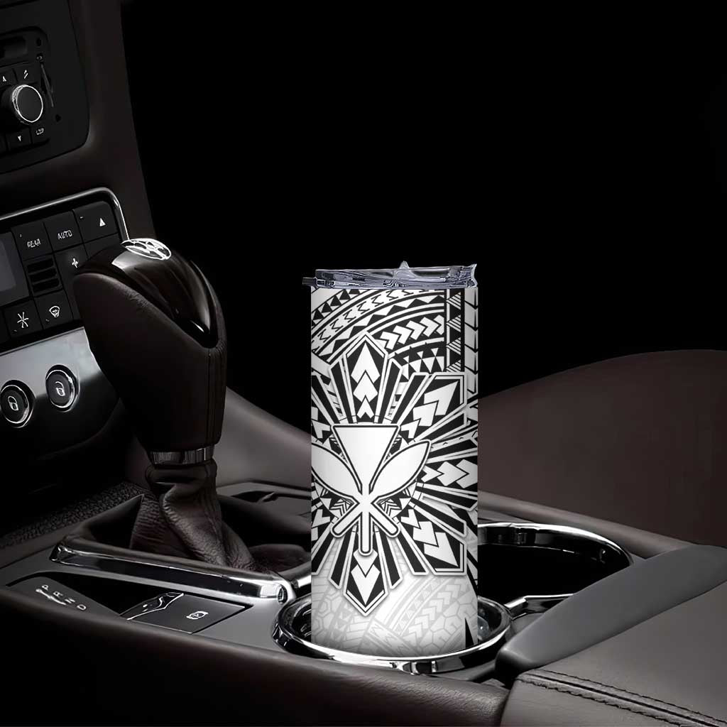 Hawaii And Philippines Skinny Tumbler Kanaka Maoli With Tribal Sun Together White LT05 - Polynesian Pride