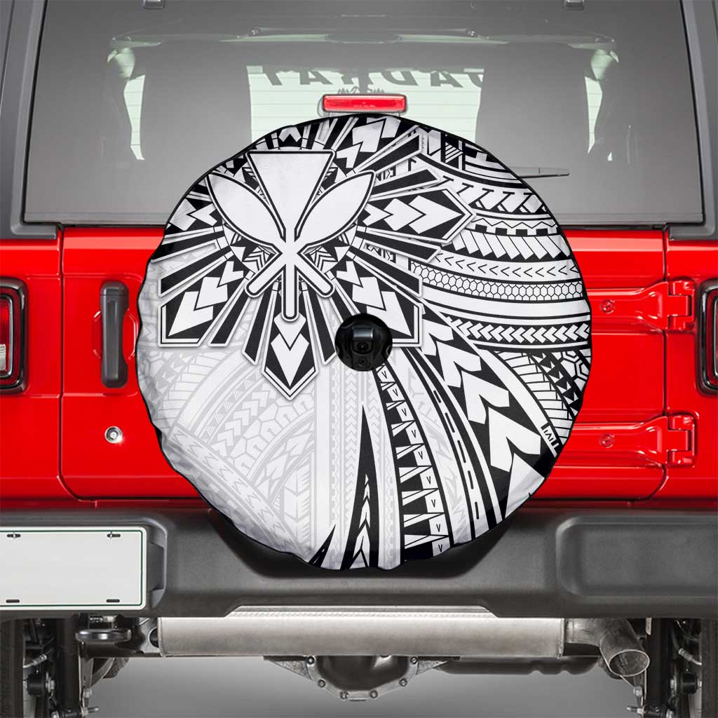 Hawaii And Philippines Spare Tire Cover Kanaka Maoli With Tribal Sun Together White LT05 - Polynesian Pride