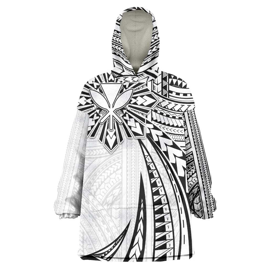 Hawaii And Philippines Wearable Blanket Hoodie Kanaka Maoli With Tribal Sun Together White LT05 One Size White - Polynesian Pride