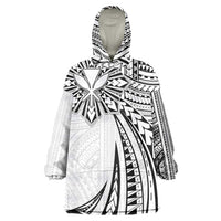 Hawaii And Philippines Wearable Blanket Hoodie Kanaka Maoli With Tribal Sun Together White LT05 One Size White - Polynesian Pride