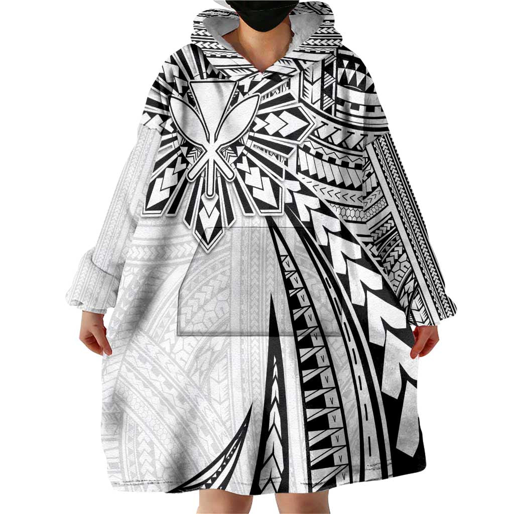 Hawaii And Philippines Wearable Blanket Hoodie Kanaka Maoli With Tribal Sun Together White LT05 - Polynesian Pride