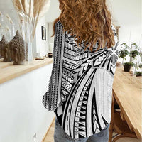 Hawaii And Philippines Women Casual Shirt Kanaka Maoli With Tribal Sun Together White LT05 - Polynesian Pride