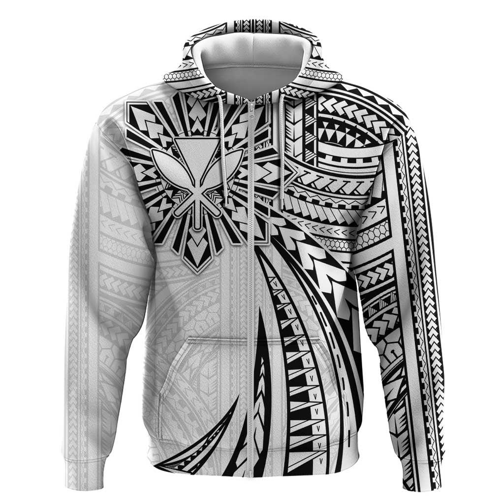 Hawaii And Philippines Zip Hoodie Kanaka Maoli With Tribal Sun Together White LT05 Zip Hoodie White - Polynesian Pride