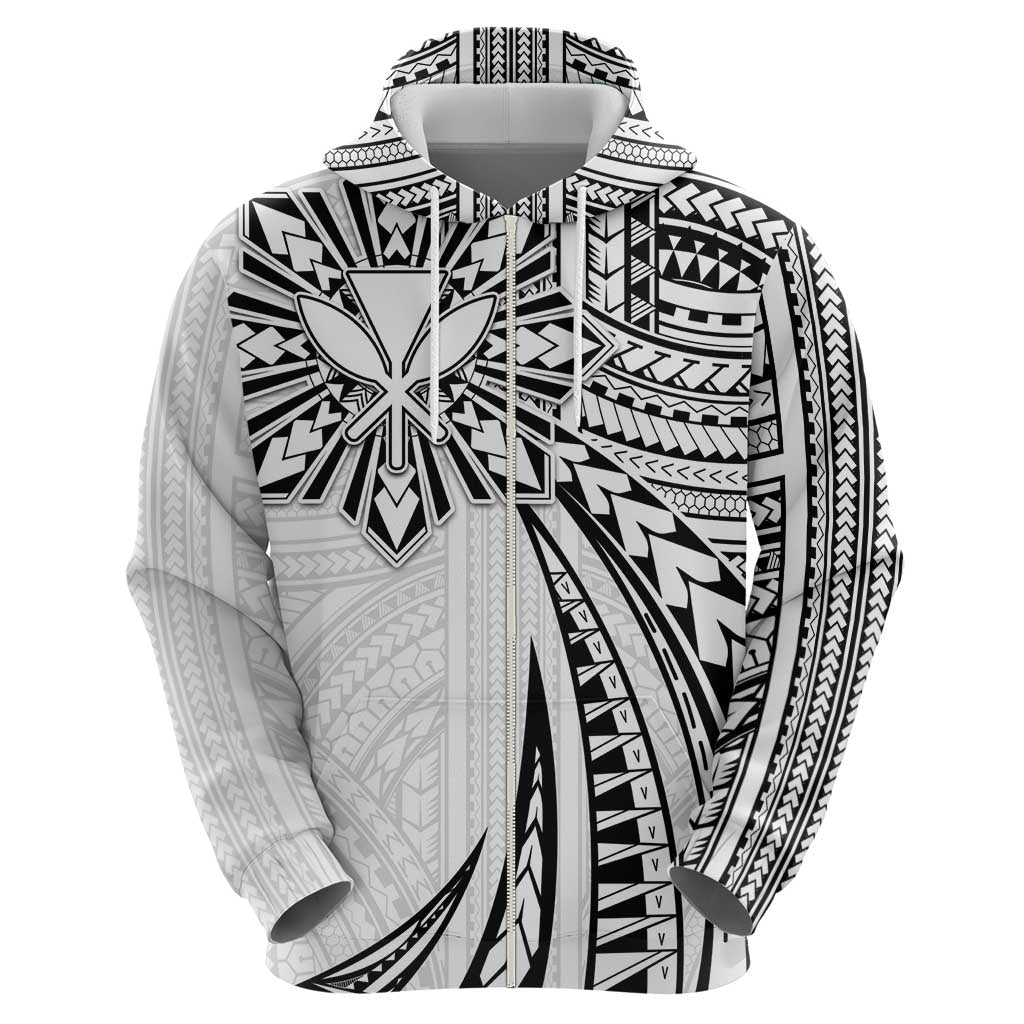 Hawaii And Philippines Zip Hoodie Kanaka Maoli With Tribal Sun Together White LT05 - Polynesian Pride