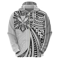 Hawaii And Philippines Zip Hoodie Kanaka Maoli With Tribal Sun Together White LT05 - Polynesian Pride
