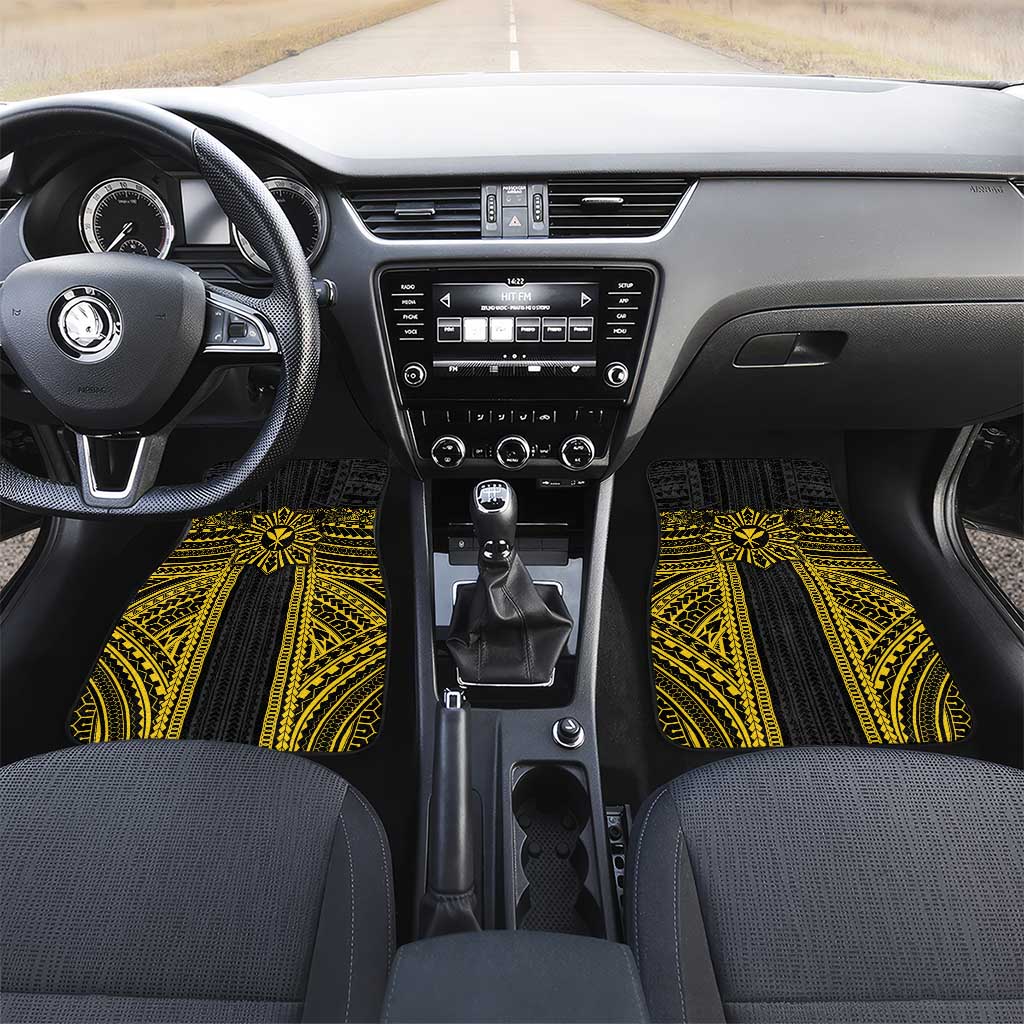 Hawaii And Philippines Together Car Mats Polynesian Pattern With Filipino Barong Gold