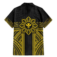 Hawaii And Philippines Together Family Matching Mermaid Dress and Hawaiian Shirt Polynesian Pattern With Filipino Barong Gold LT05 - Polynesian Pride