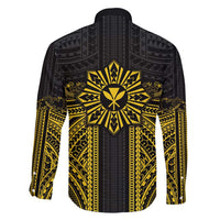 Hawaii And Philippines Together Family Matching Off Shoulder Maxi Dress and Hawaiian Shirt Polynesian Pattern With Filipino Barong Gold LT05 - Polynesian Pride
