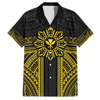 Hawaii And Philippines Together Family Matching Summer Maxi Dress and Hawaiian Shirt Polynesian Pattern With Filipino Barong Gold