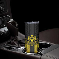 Hawaii And Philippines Together Skinny Tumbler Polynesian Pattern With Filipino Barong Gold LT05 - Polynesian Pride