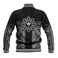 Hawaii And Philippines Together Baseball Jacket Polynesian Pattern With Filipino Barong Black LT05 - Polynesian Pride