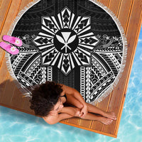 Hawaii And Philippines Together Beach Blanket Polynesian Pattern With Filipino Barong Black LT05 - Polynesian Pride