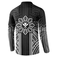 Hawaii And Philippines Together Button Sweatshirt Polynesian Pattern With Filipino Barong Black LT05 - Polynesian Pride