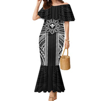 Hawaii And Philippines Together Family Matching Mermaid Dress and Hawaiian Shirt Polynesian Pattern With Filipino Barong Black LT05 Mom's Dress Black - Polynesian Pride
