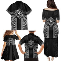 Hawaii And Philippines Together Family Matching Puletasi and Hawaiian Shirt Polynesian Pattern With Filipino Barong Black LT05 - Polynesian Pride
