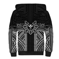 Hawaii And Philippines Together Sherpa Hoodie Polynesian Pattern With Filipino Barong Black LT05 - Polynesian Pride