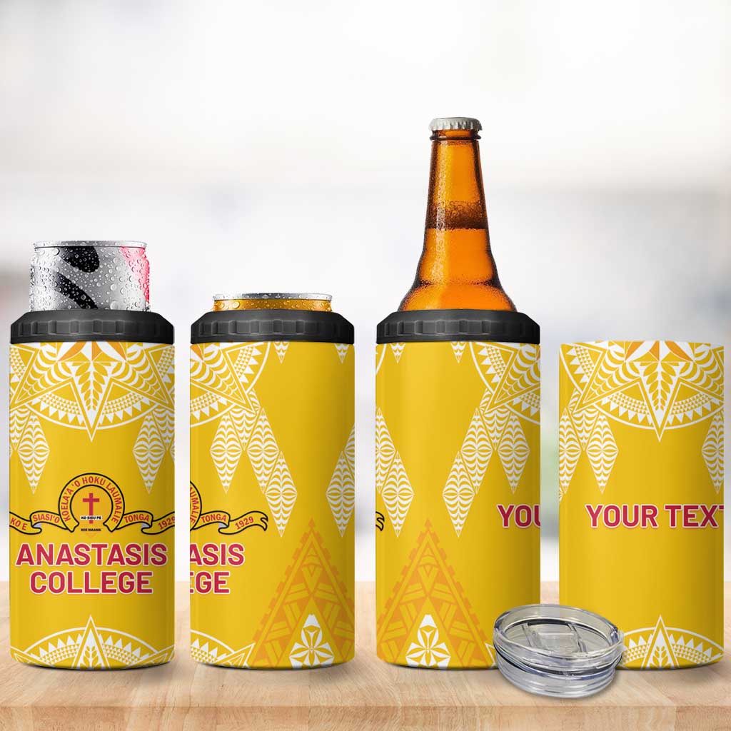 Personalised Anastasis College 4 in 1 Can Cooler Tumbler Tonga Ngatu Pattern - Polynesian Pride